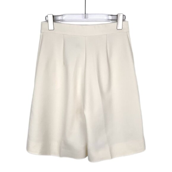 Maxmara Beige Wool Blend Pleated Shorts Womens Size 40 M Made In Italy Smart Cas - Picture 2 of 6